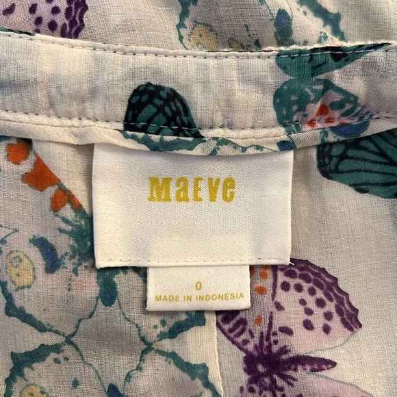 Maeve Anthropologie Butterfly Print Boho Long Sleeve Top Size 0 - Picture 7 of 8